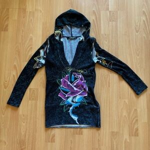 Ed hardy hooded long sleeve